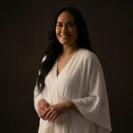 polynesian woman brown hand painted background